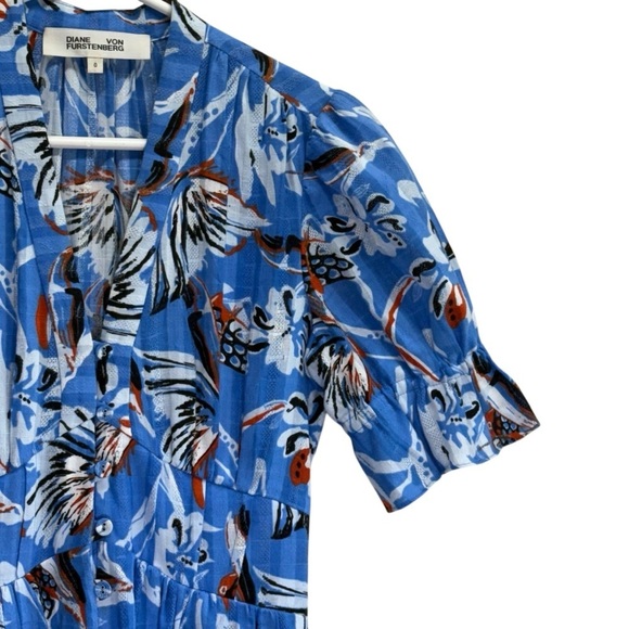 Diane Von Furstenberg Erica Blue Floral Print Maxi Dress. Size 0 - Picture 3 of 15